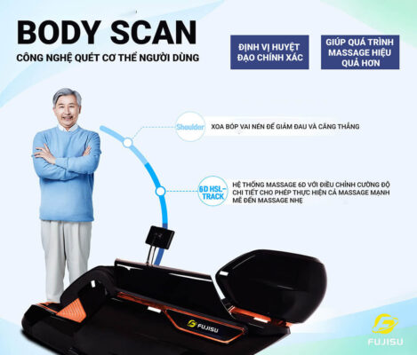 Ghế massage FUJISU MAJESTIC MONARCH FJ 500 dò tìm huyệt đạo với chức năng body scan